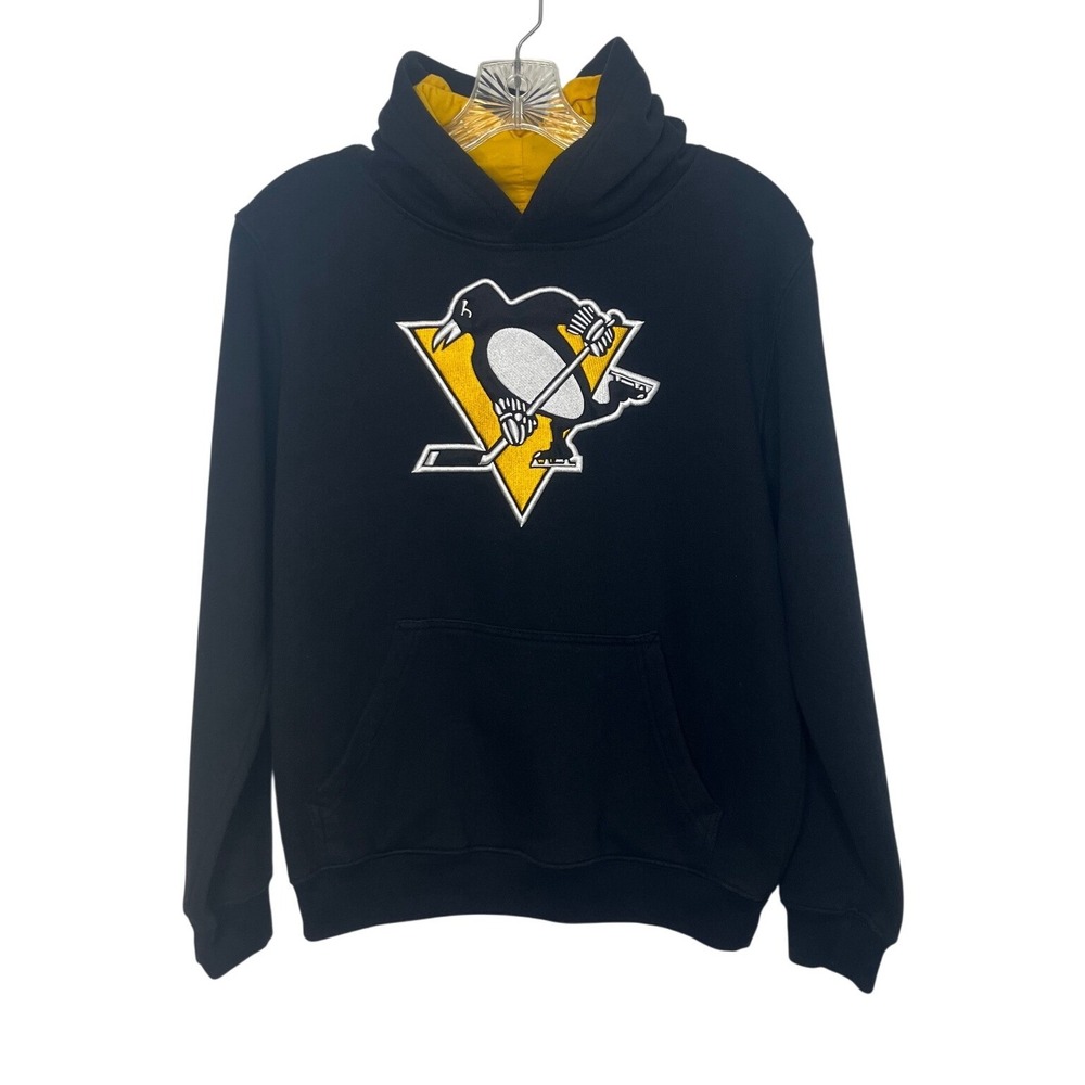 NHL Pittsburgh Penguins Hoodie Youth Large 14/16 Black Yellow Logo Sweatshirt